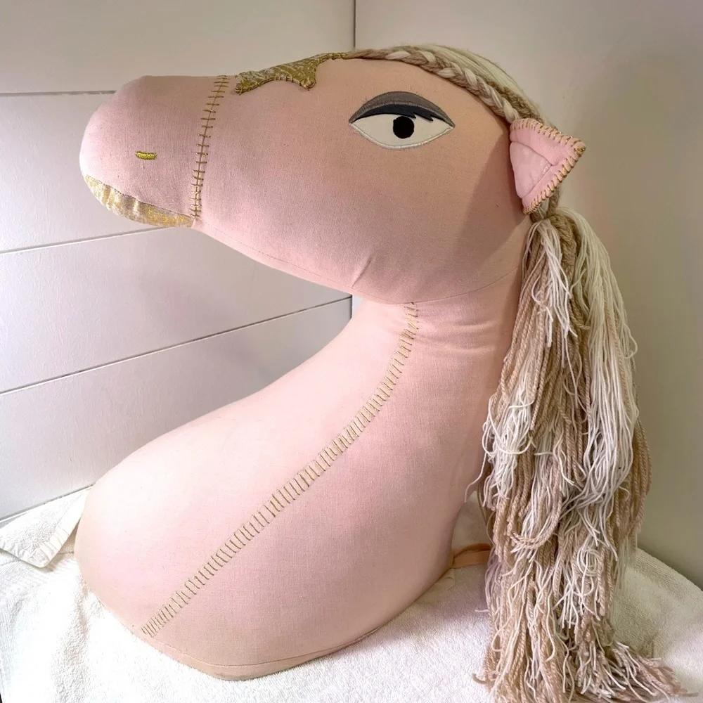 Pottery Barn Kids Rare Large Pink wall-mount horse head.